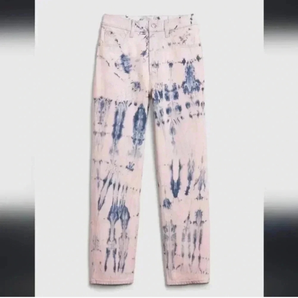 GAP  | Women's Pink/Blue High Rise Tie-Dye Cheeky Straight Jeans - Picture 1 of 8